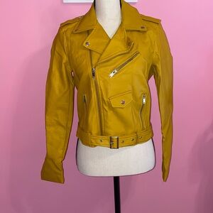 LOVE TREE MUSTARD FAUX LEATHER JACKET
